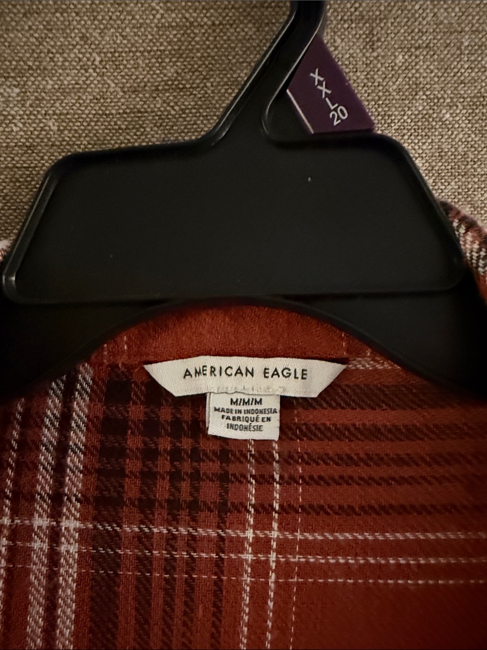 American Eagle Outfitters Rust Plaid Button-Down Shirt - Picture 3 of 4